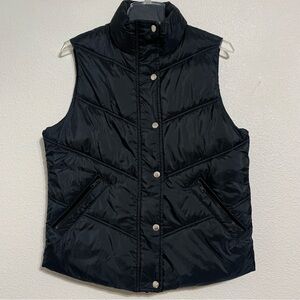 American Eagle Outfitters Snap & Zip Up Puffer Vest Black Velvet Trim Medium